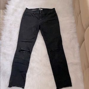 Black Ankle Jean Leggings Jeggings with Knee Holes
